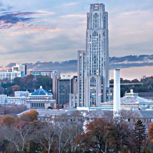 The Cathedral of Learning and the surrounding Pitt campus.
